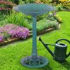 Outdoor Garden Green Pedestal Bird Bath Feeder