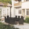 9 Piece Patio Dining Set with Cushions Poly Rattan