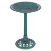 Outdoor Garden Green Pedestal Bird Bath Feeder