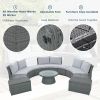 TOPMAX 10-Piece Outdoor Sectional Half Round Patio Rattan Sofa Set, PE Wicker Conversation Furniture Set for Free Combination, Light Gray