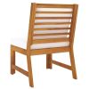 3 Piece Patio Lounge Set with Cream Cushion Solid Acacia Wood