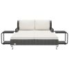 2-Person Patio Sun Bed with Cushions Poly Rattan Black