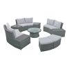 TOPMAX 10-Piece Outdoor Sectional Half Round Patio Rattan Sofa Set, PE Wicker Conversation Furniture Set for Free Combination, Light Gray