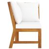 3 Piece Patio Lounge Set with Cream Cushion Solid Acacia Wood