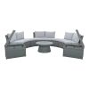 TOPMAX 10-Piece Outdoor Sectional Half Round Patio Rattan Sofa Set, PE Wicker Conversation Furniture Set for Free Combination, Light Gray