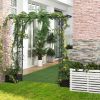 Outsunny 82'' Decorative Metal Garden Trellis Arch with Durable Steel Tubing & Elegant Scrollwork, Perfect for Weddings