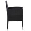 9 Piece Patio Dining Set Black Poly Rattan and Steel