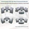 TOPMAX 10-Piece Outdoor Sectional Half Round Patio Rattan Sofa Set, PE Wicker Conversation Furniture Set for Free Combination, Light Gray