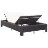 2-Person Sunbed with Cushion Black Poly Rattan