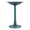 Outdoor Garden Green Pedestal Bird Bath Feeder