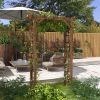 Outsunny 85" Wooden Garden Arbor for Wedding and Ceremony, Outdoor Garden Arch Trellis for Climbing Vines - Carbonized