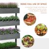 Outsunny Vertical Garden Planter, Wooden 4 Tier Planter Box, Self-Draining with Non-Woven Fabric for Outdoor Flowers, Vegetables and Herbs, Gray