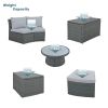 TOPMAX 10-Piece Outdoor Sectional Half Round Patio Rattan Sofa Set, PE Wicker Conversation Furniture Set for Free Combination, Light Gray