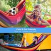 Double Hammock 2 people, With Two Anti Roll Balance Beam, Canvas Cotton Hammock with Carrying bag Travel, Beach, Backyard etc (Rainbow Stripes)