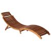 Patio Sun Lounger with Table and Cushion Solid Acacia Wood