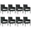 9 Piece Patio Dining Set Black Poly Rattan and Steel