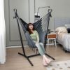 Height Adjustable Hammock Chair with Phone Holder and Side Pocket