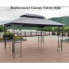 13x10 Ft Patio Double Roof Gazebo Replacement Canopy Top Fabric, Gray