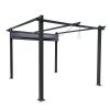 10x10 Ft Outdoor Patio Retractable Metal Pergola With Canopy Sunshelter Pergola for Gardens,Terraces,Backyard, Gray