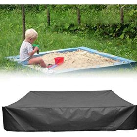 Sandbox Cover, Square Protective Cover for Sand and Toys Away from Dust and Rain, Sandbox Canopy with Drawstring (Color: Black)