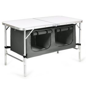 Travel Party Adjustable Height Folding Camping Table (Color: Gray)