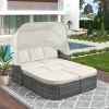 suOutdoor Patio Furniture Set Daybed Sunbed with Retractable Canopy Conversation Set Wicker Furniture Sofa Set