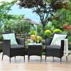 3 Pieces Ergonomic Wicker Patio Conversation Set