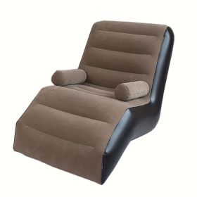 Relax in Comfort Anywhere: 1pc Plush Inflatable Deck Chair Lounger Sofa (Color: Coffee)