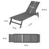 Outdoor 2-Pcs Set Chaise Lounge Chairs; Five-Position Adjustable Aluminum Recliner; All Weather for Patio; Beach; Yard; Pool