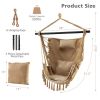 Hanging Rope Swing Chair with Soft Pillow and Cushions