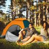 4 Persons Camping Waterproof Tent Pop Up Tent Instant Setup Tent w/2 Mosquito Net Doors Carrying Bag Folding 4 Seasons