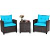 3 Pieces Rattan Patio Furniture Set with Washable Cushion