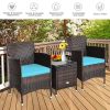 3 Pieces Ergonomic Wicker Patio Conversation Set