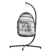 Indoor Outdoor Patio Hanging Egg Chair Wicker Swing Hammock Chair with Stand