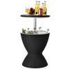 Patio 8 Gallon Patio Rattan Cooler Bar Table With Adjust Ice Bucket