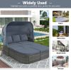 suOutdoor Patio Furniture Set Daybed Sunbed with Retractable Canopy Conversation Set Wicker Furniture Sofa Set