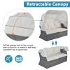 suOutdoor Patio Furniture Set Daybed Sunbed with Retractable Canopy Conversation Set Wicker Furniture Sofa Set