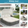 suOutdoor Patio Furniture Set Daybed Sunbed with Retractable Canopy Conversation Set Wicker Furniture Sofa Set