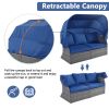 suOutdoor Patio Furniture Set Daybed Sunbed with Retractable Canopy Conversation Set Wicker Furniture Sofa Set