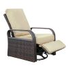 Outdoor Patio Rattan Wicker Swivel Recliner Chair;  Adjustable Reclining Chair 360° Rotating with Water Resistant Cushions