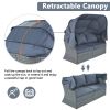 suOutdoor Patio Furniture Set Daybed Sunbed with Retractable Canopy Conversation Set Wicker Furniture Sofa Set