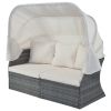 suOutdoor Patio Furniture Set Daybed Sunbed with Retractable Canopy Conversation Set Wicker Furniture Sofa Set