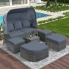 suOutdoor Patio Furniture Set Daybed Sunbed with Retractable Canopy Conversation Set Wicker Furniture Sofa Set