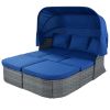 suOutdoor Patio Furniture Set Daybed Sunbed with Retractable Canopy Conversation Set Wicker Furniture Sofa Set