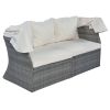 suOutdoor Patio Furniture Set Daybed Sunbed with Retractable Canopy Conversation Set Wicker Furniture Sofa Set